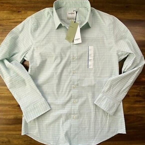 Goodfellow & Co Long Sleeve Alpine Green And White Checked Shirt Size S - Picture 2 of 8
